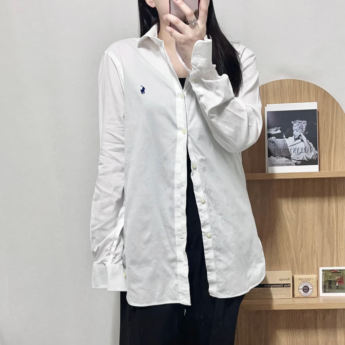 [정품] 폴로 화이트 / 네이비포니 솔리드 셔츠 [ 15 ] 상품이미지2