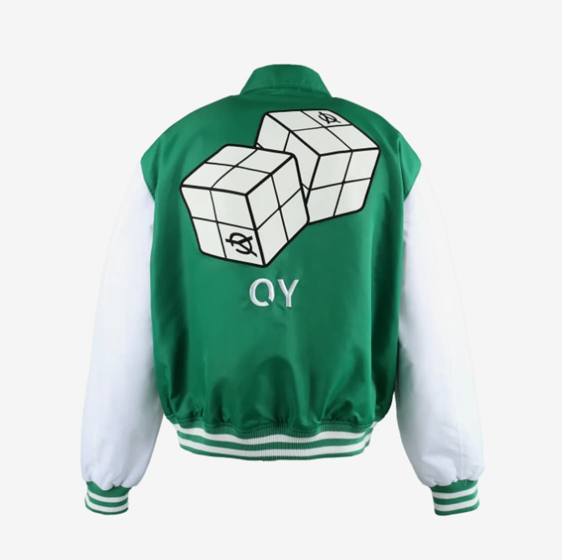 오와이 큐브 로고 바시티 자켓 그린 상품이미지2