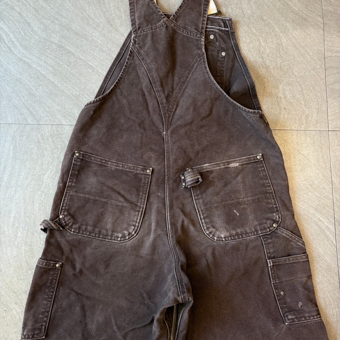 칼하트 R06 덕 캔버스 오리지널 브라운 더블니 오버롤 상품이미지8