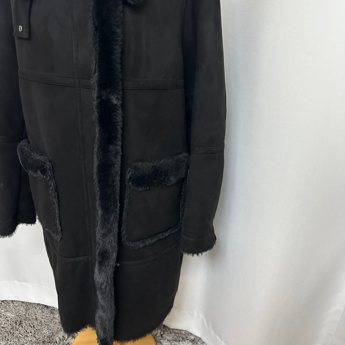   NBA 여자 보들보들 무스탕 안감퍼 롱코트 블랙 S  상품이미지3