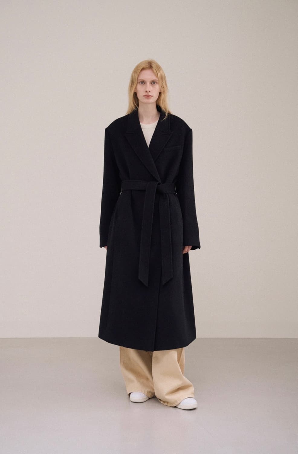 파사드패턴 캐시미어 벨티드 코트 블랙 M 상품이미지2