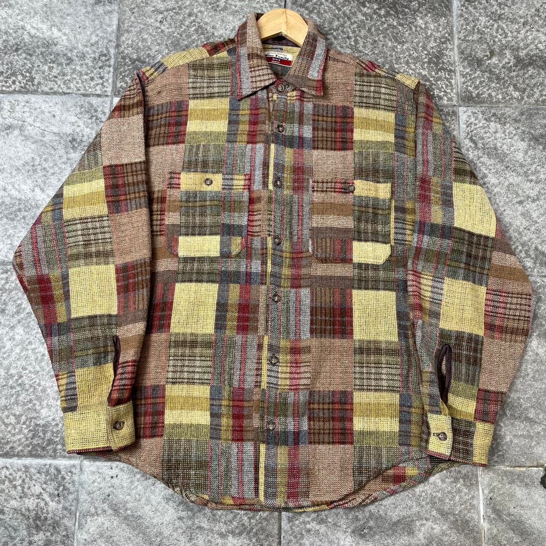 1990s Benetton 베네통 체크혼합 울 셔츠 상품이미지4