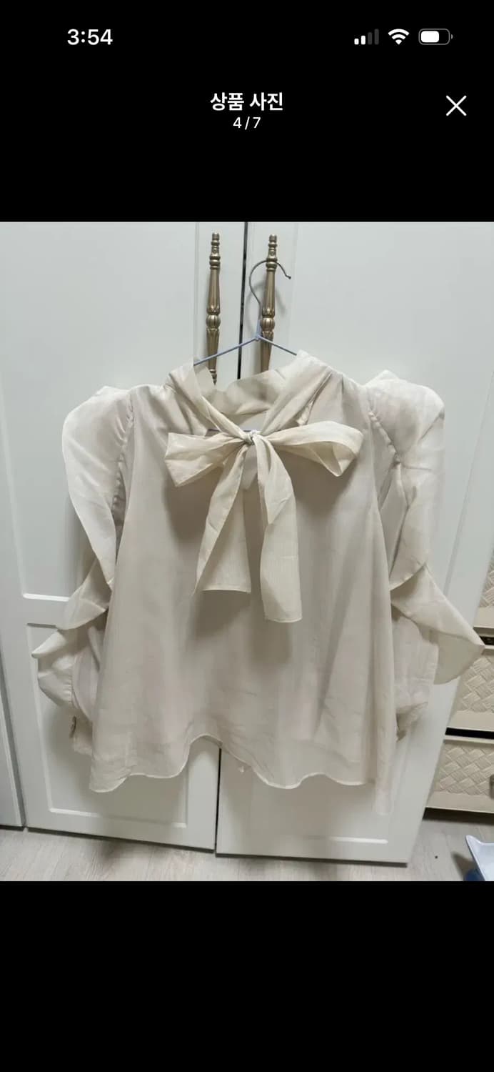 스나이델 백리본 프릴 오간자 블라우스 아이보리 스나계 일브 상품이미지4