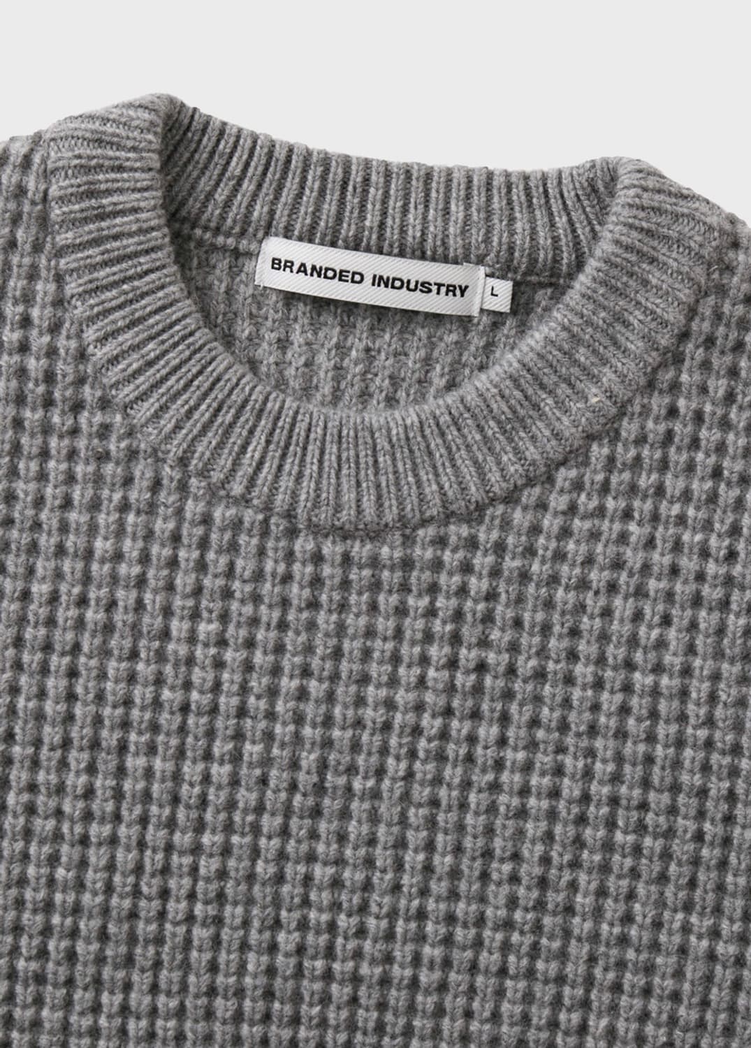 [M] 브랜디드 체인 울 니트 스웨터 헤비 그레이 상품이미지5