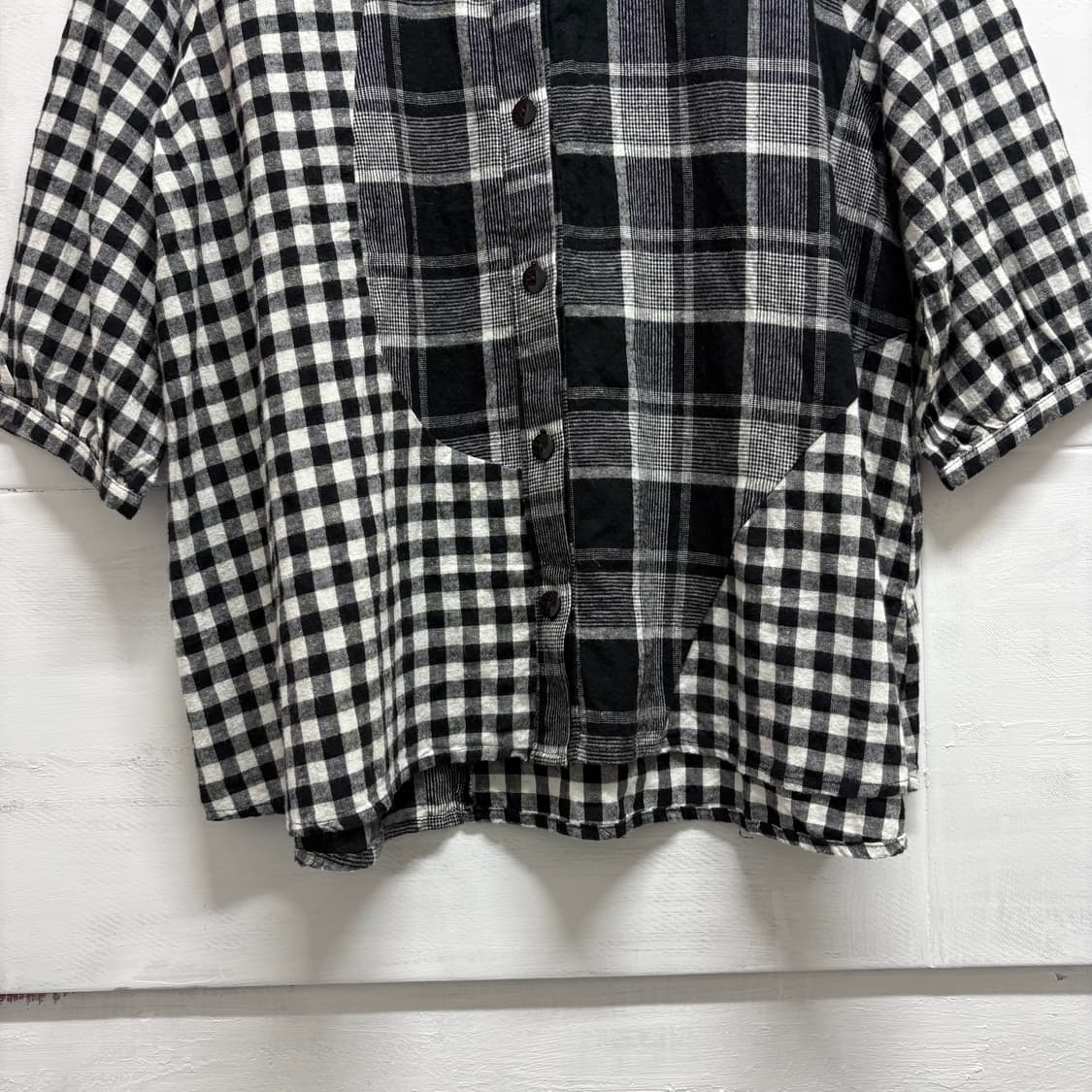 La nature 패치워크 모리걸 체크 셔츠 블라우스  JPN 상품이미지3