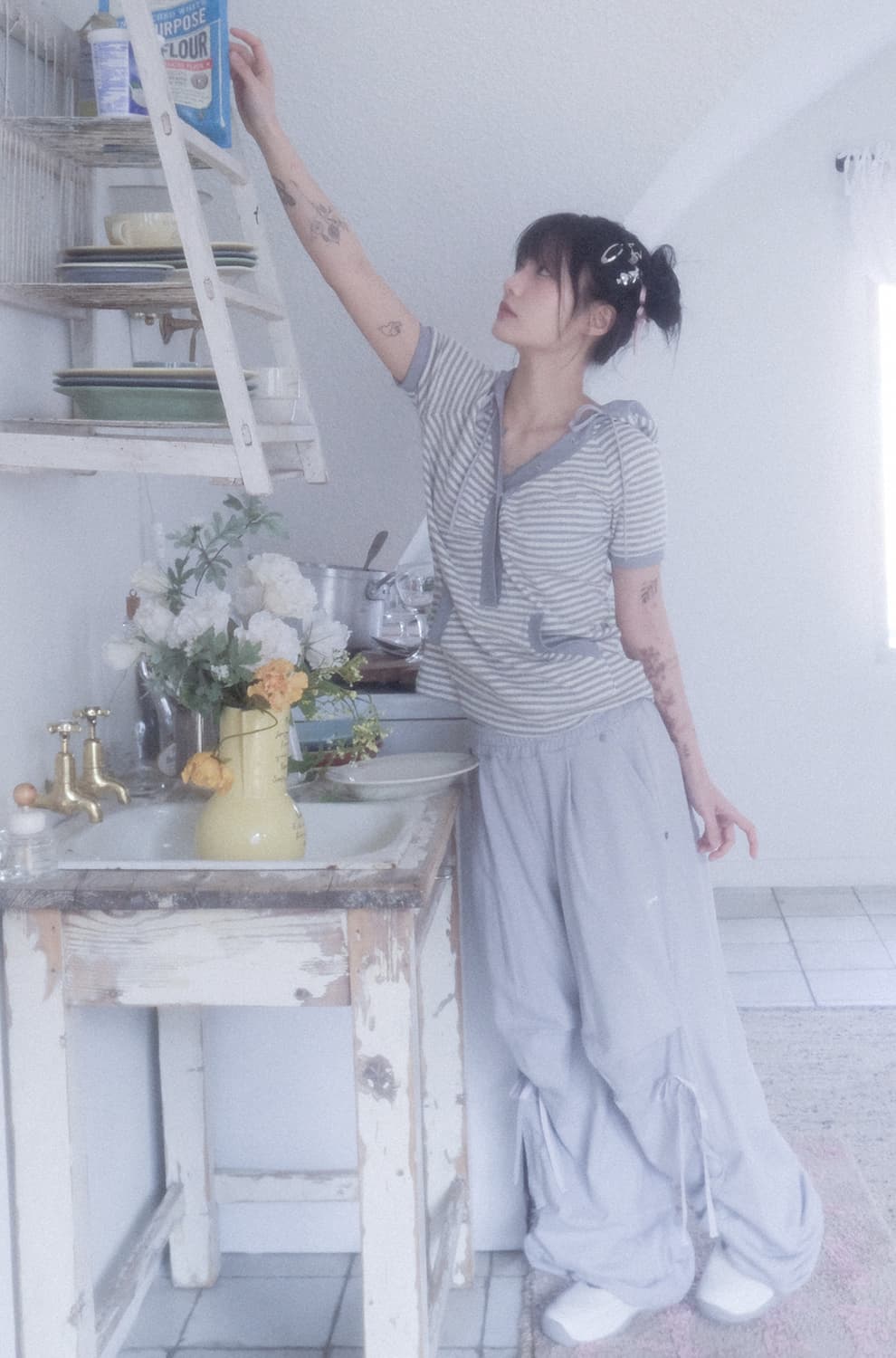 허그유어스킨 와이드 조거팬츠 HS 그레이시블루 상품이미지3