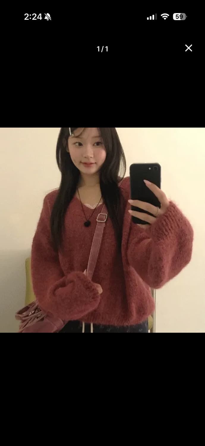 아즈키 니트/핑크 상품이미지1