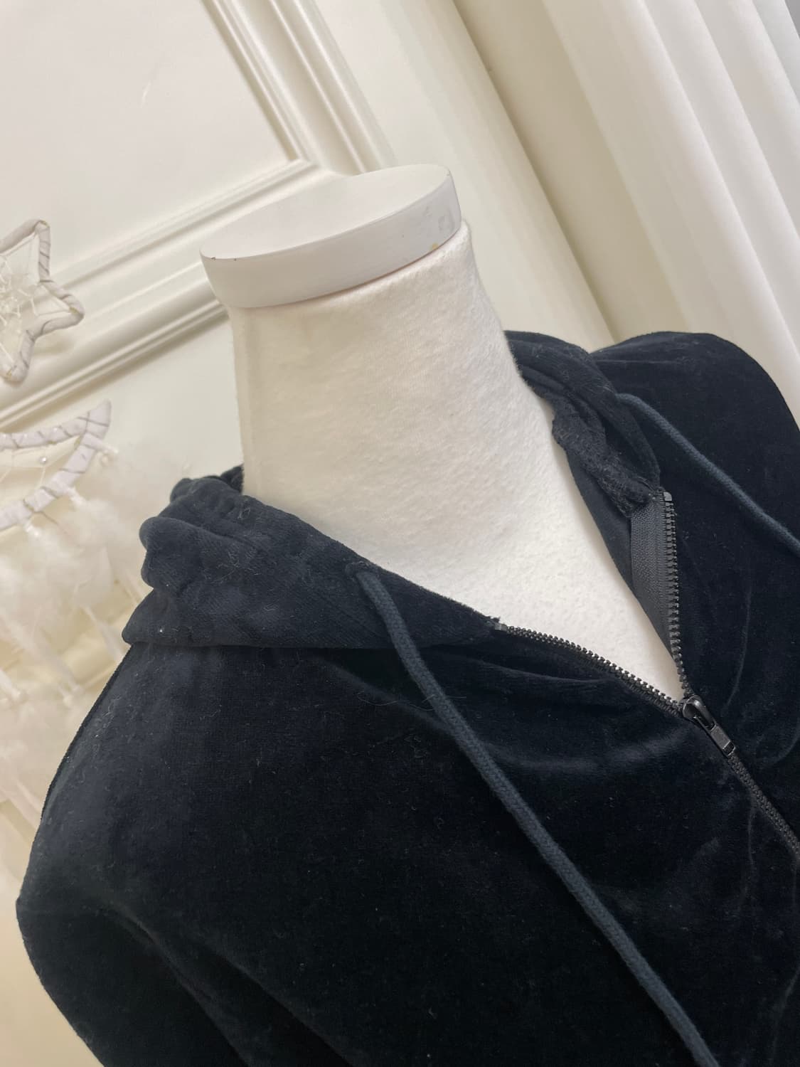 black velvet shirring hoodie lace zip-up 상품이미지7