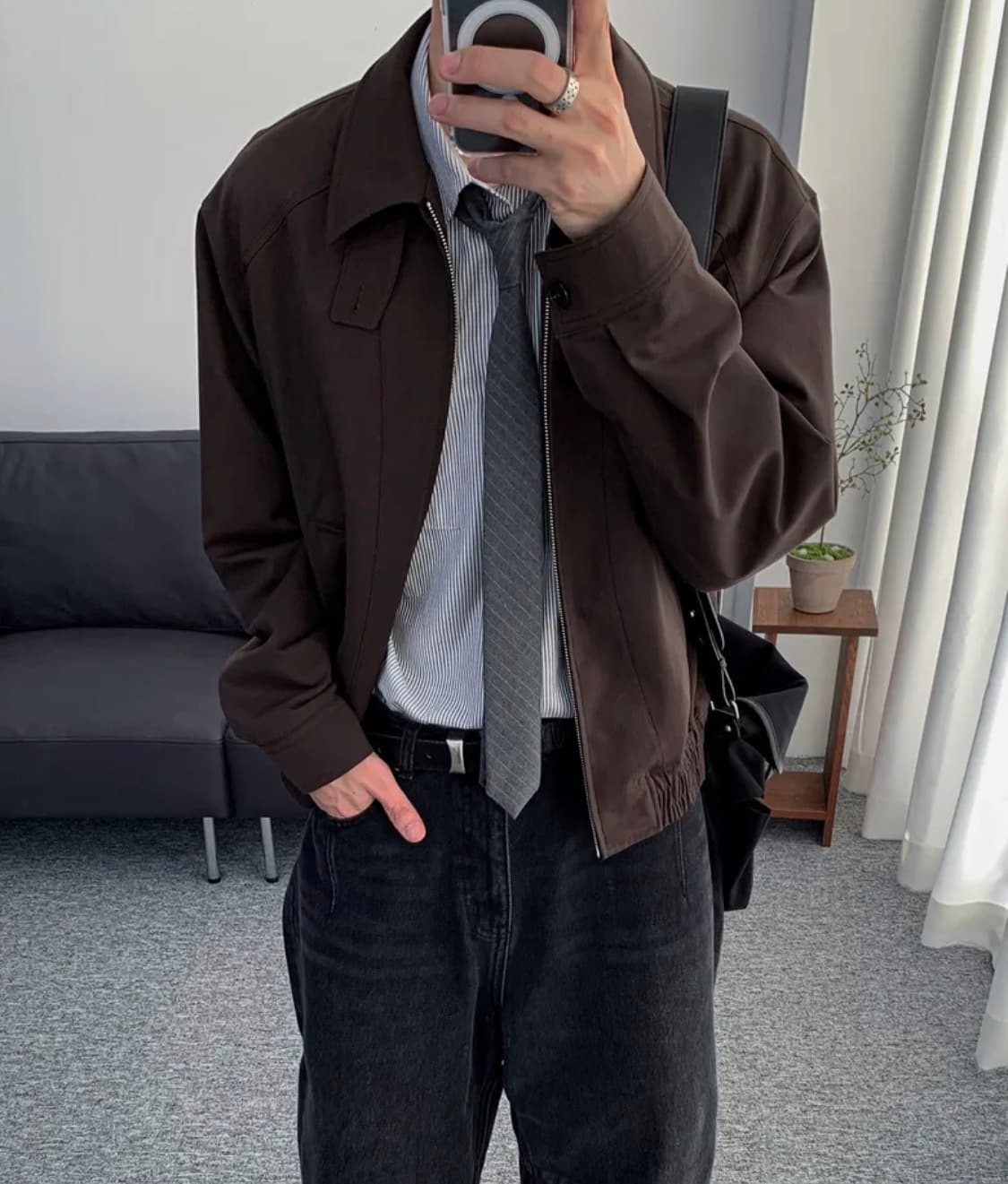 [데일리룸X알리스] 소프트 그레인 울 블루종 자켓 [브라운] 상품이미지1