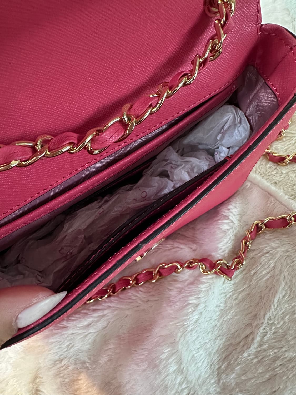 러브캣 정품 핑크 가죽 클러치 백 상품이미지6