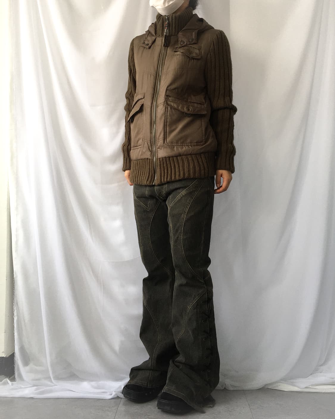 khaki high neck jacket 상품이미지7