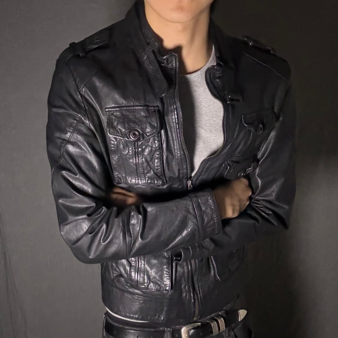 Calfs skin pocket leather jacket 상품이미지5