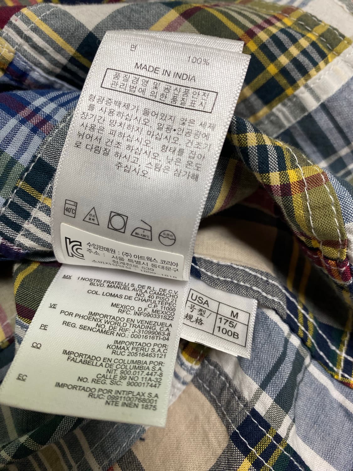 브룩스브라더스 마드라스 패치워크 셔츠 M 상품이미지5