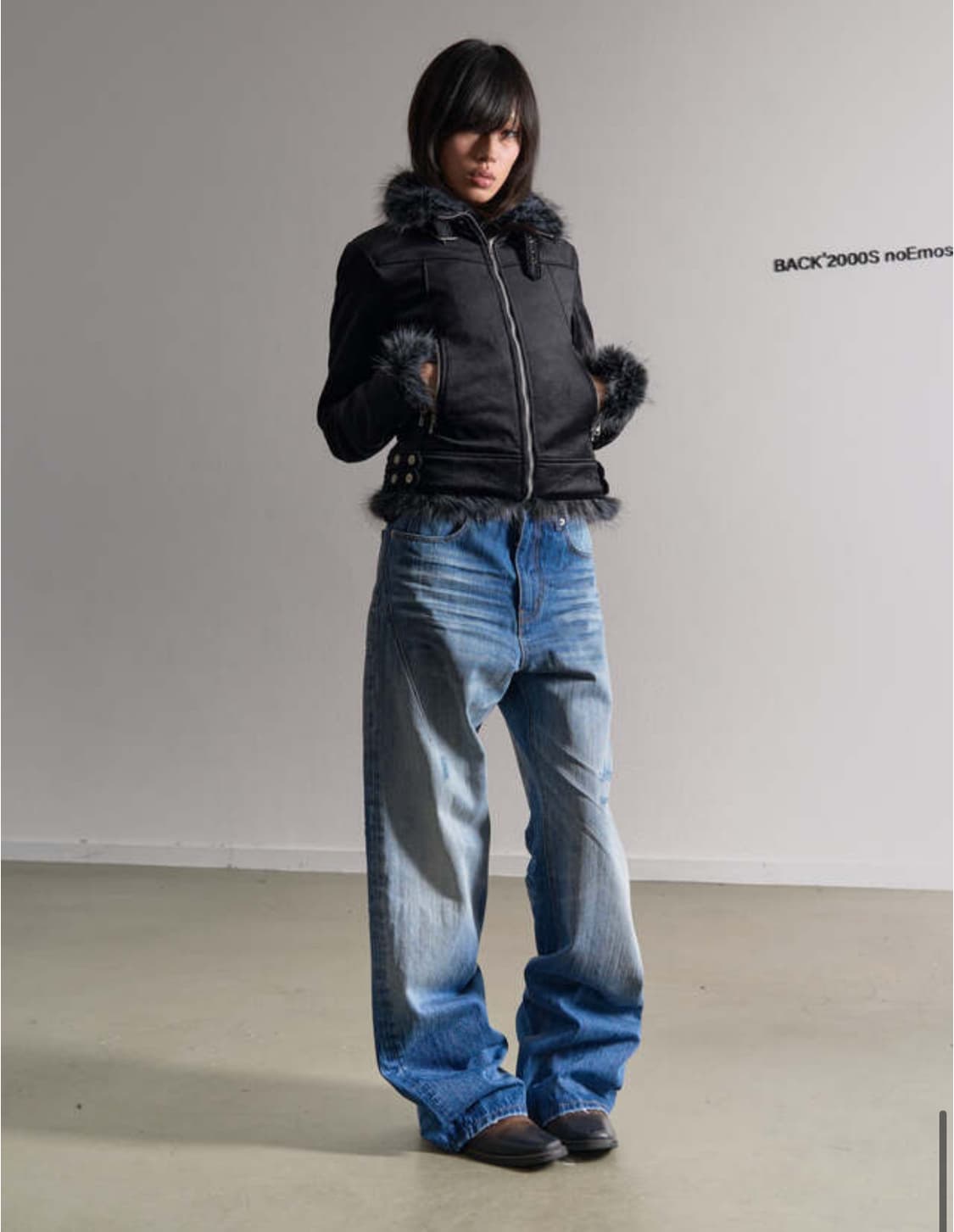 noEmosen y2k 폭스 퍼 카라 자켓 상품이미지1