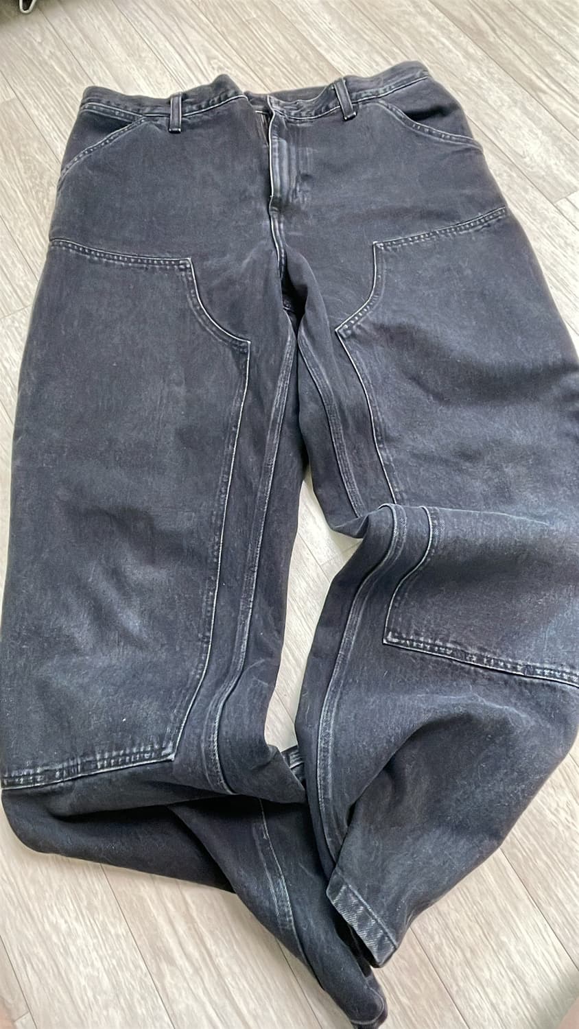 칼하트 WIP 스미스 블랙 스톤 워시드 더블 니 팬츠 상품이미지1