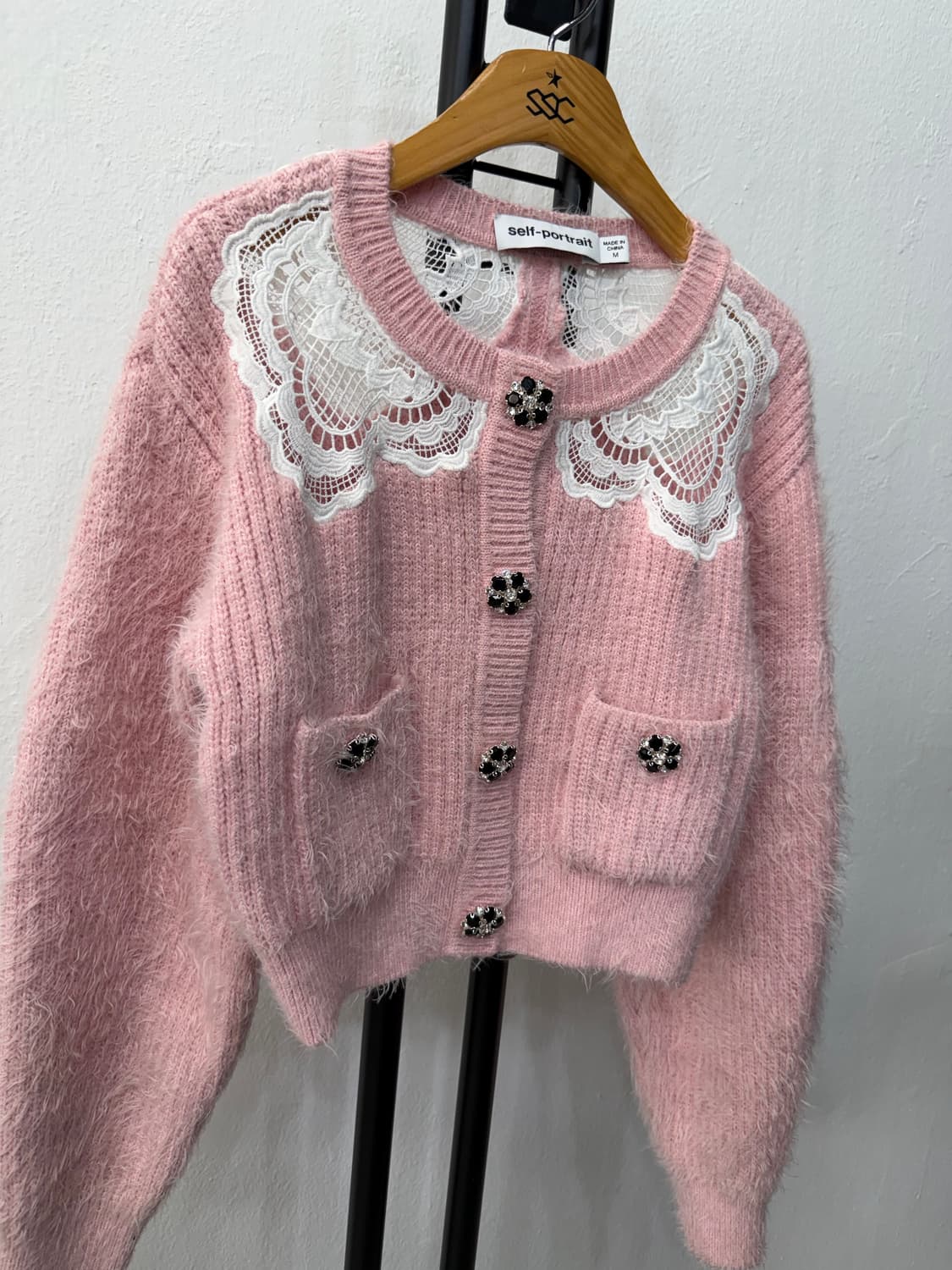 정품) 셀프포트레이트 핑크 레이스 가디건 M 상품이미지2