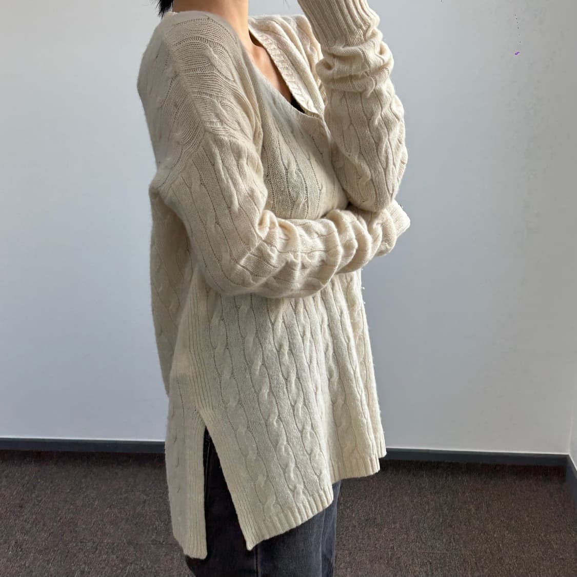 Polo 폴로 네이비포니 아이보리케이블니트 상품이미지3