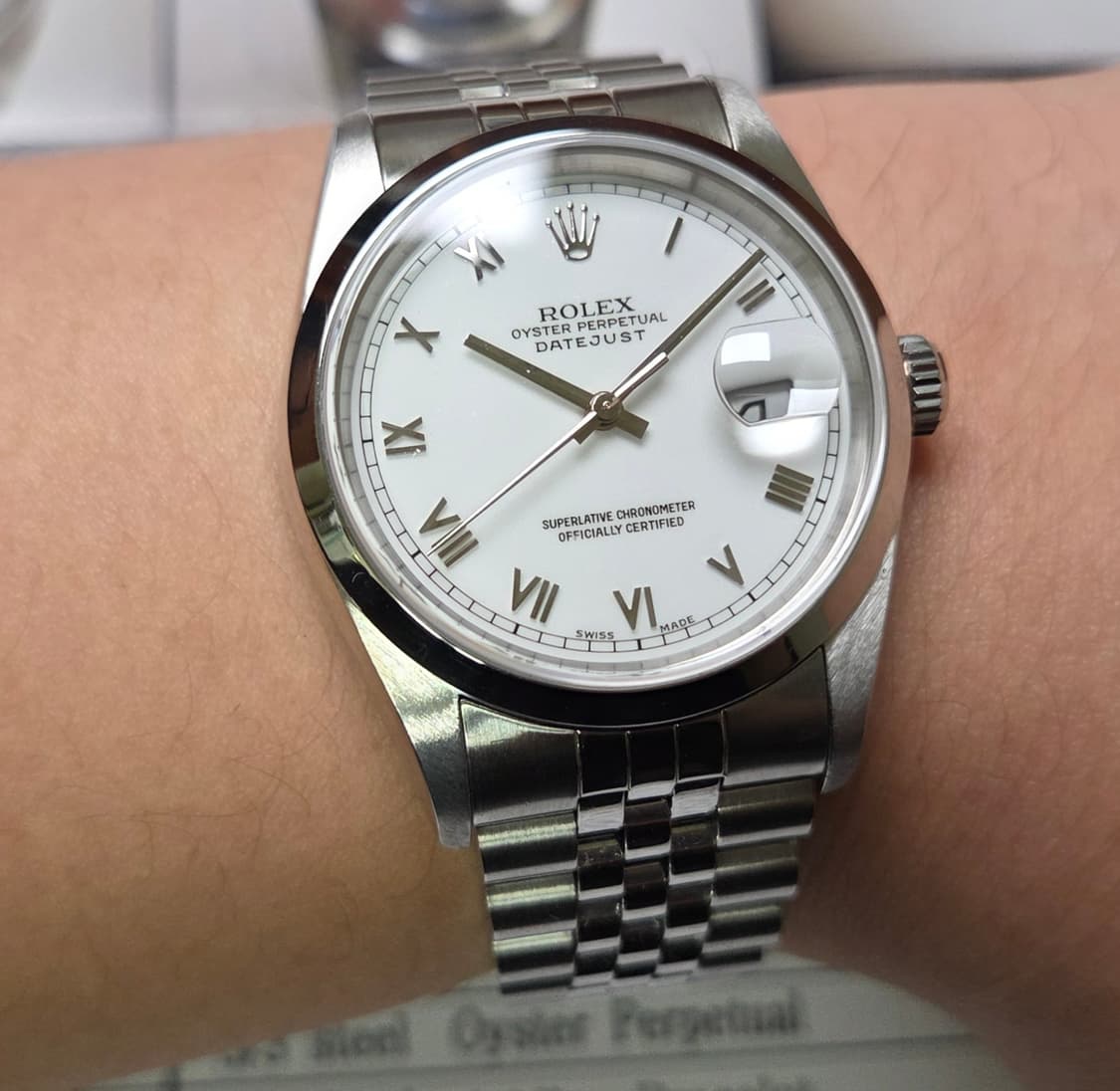 롤렉스 16200 데이저스트 오리지널 화이트로만 쥬빌리줄 (감정서 포함) 상품이미지9