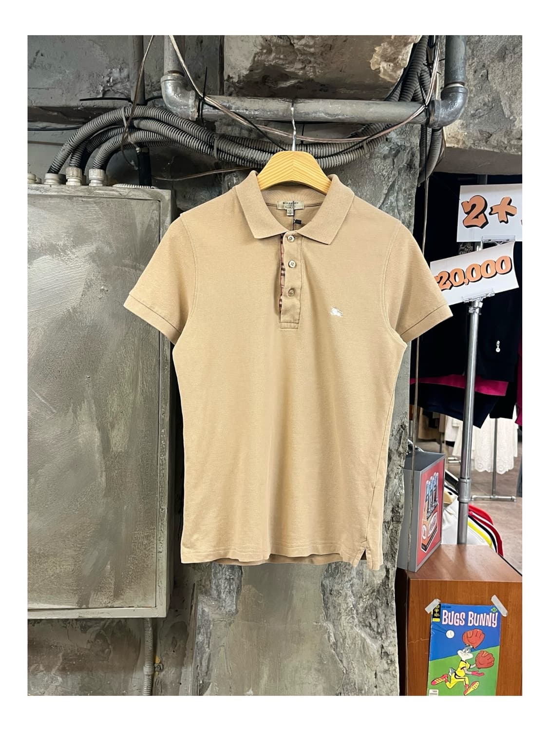 버버리 반팔 카라티 베이지 S #csz3797 상품이미지1