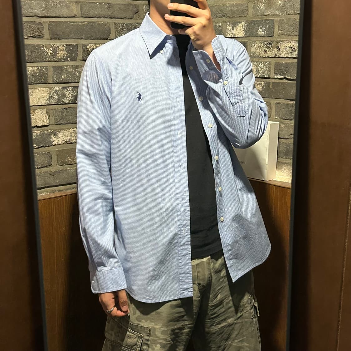 L) 폴로 랄프로렌 클래식 블루 깅엄 체크 셔츠 상품이미지8
