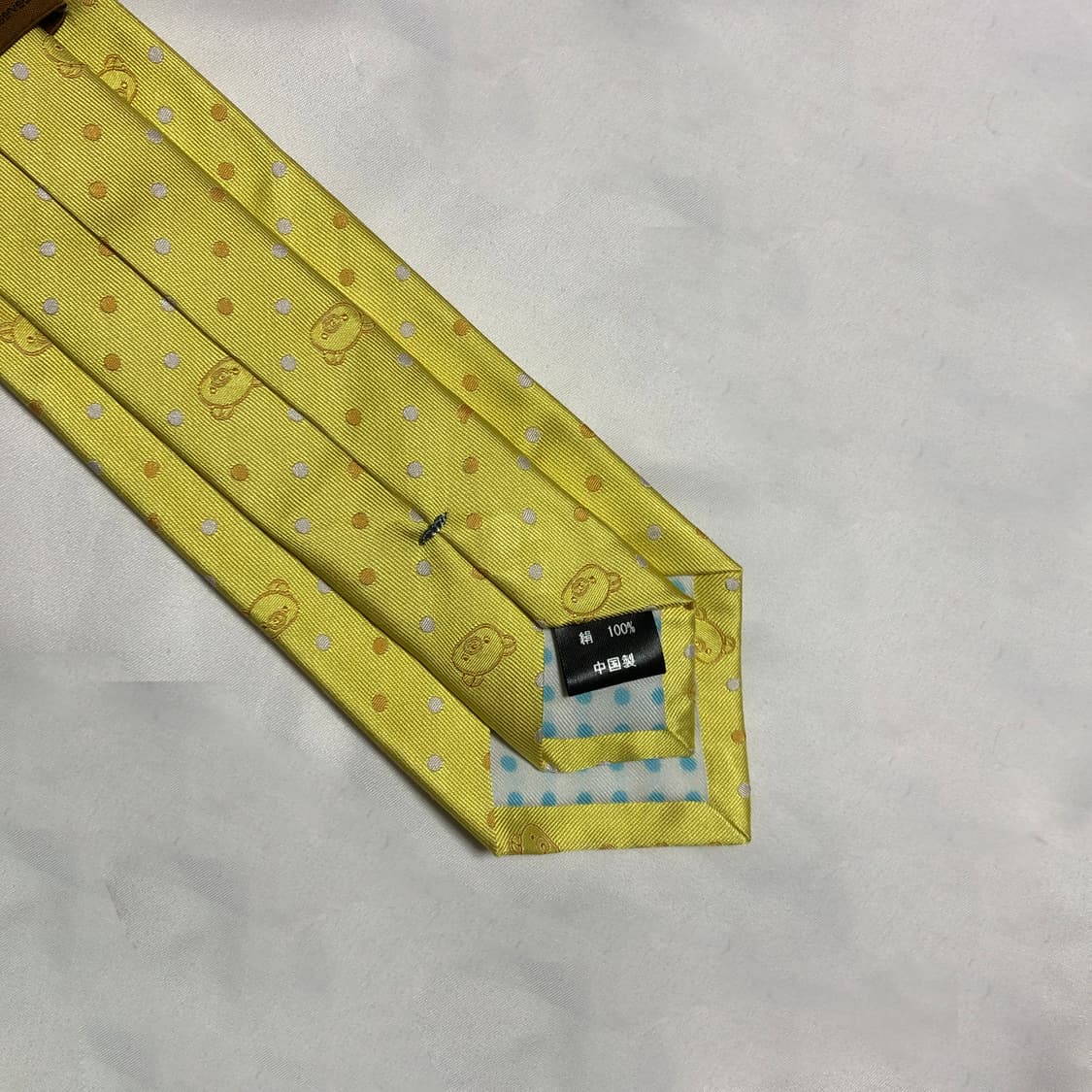 리락쿠마 도트 실크 넥타이 옐로우 상품이미지5