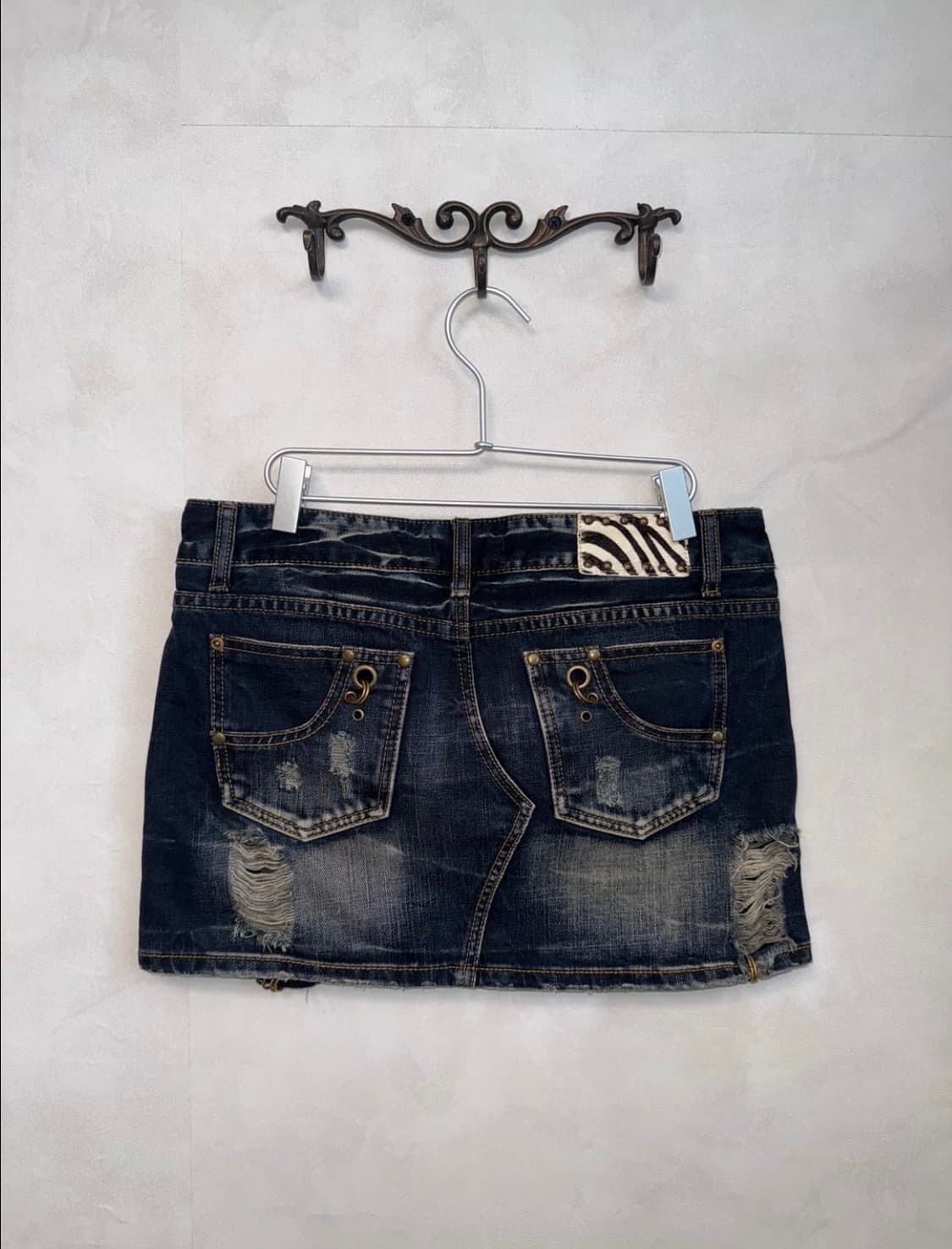 GGPX 피어싱 워싱 데미지 데님 스커트 갸루 Y2k 상품이미지1