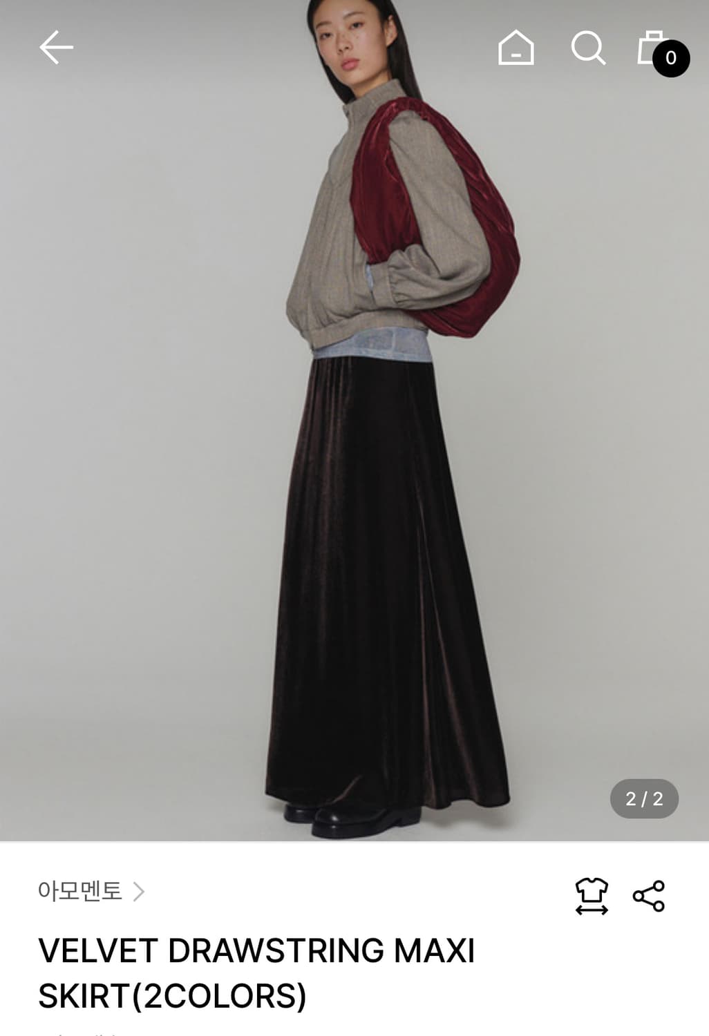 아모멘토 벨벳 롱 맥시 스커트 상품이미지1