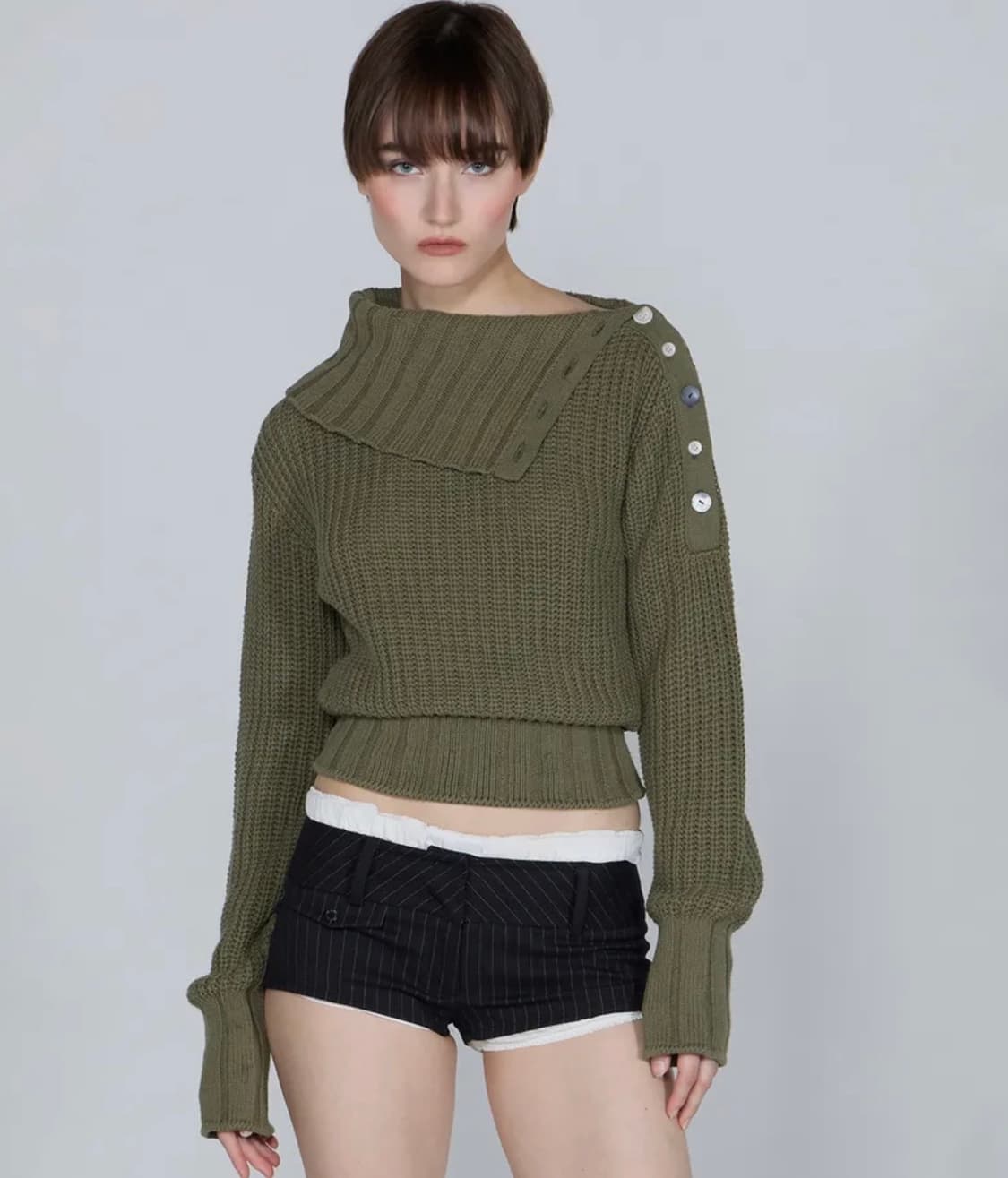 스컬프터 Funnel Neck Sweater Khaki 상품이미지1
