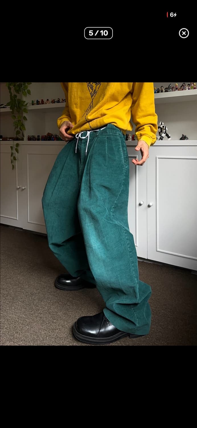 Reed st. James 파인그린 코듀로이 와이드 트라우저 상품이미지5