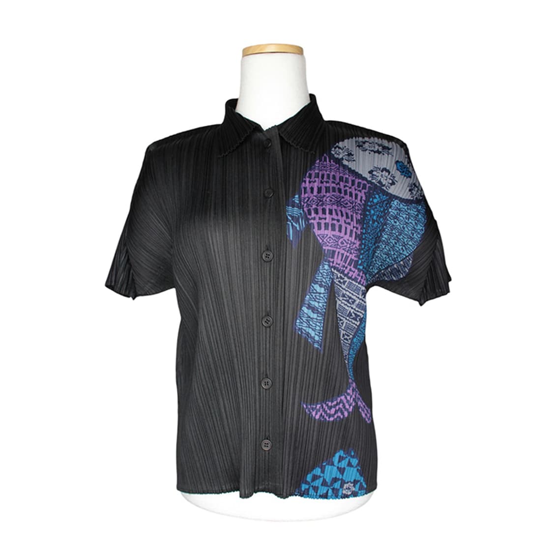 플리츠플리즈 물고기 프린트 반팔 셔츠 3 상품이미지1