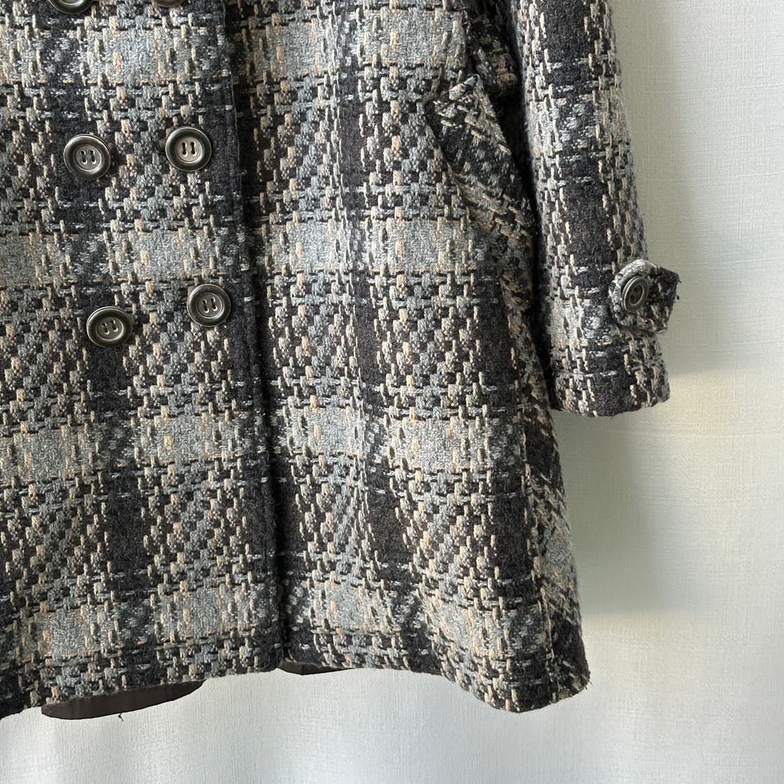 DKNY 더블 브레스티드 체크 트위드 코트 2사이즈 상품이미지5