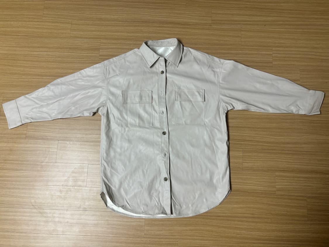 재패니즈 상아색 페이크 레더 셔츠 상품이미지3