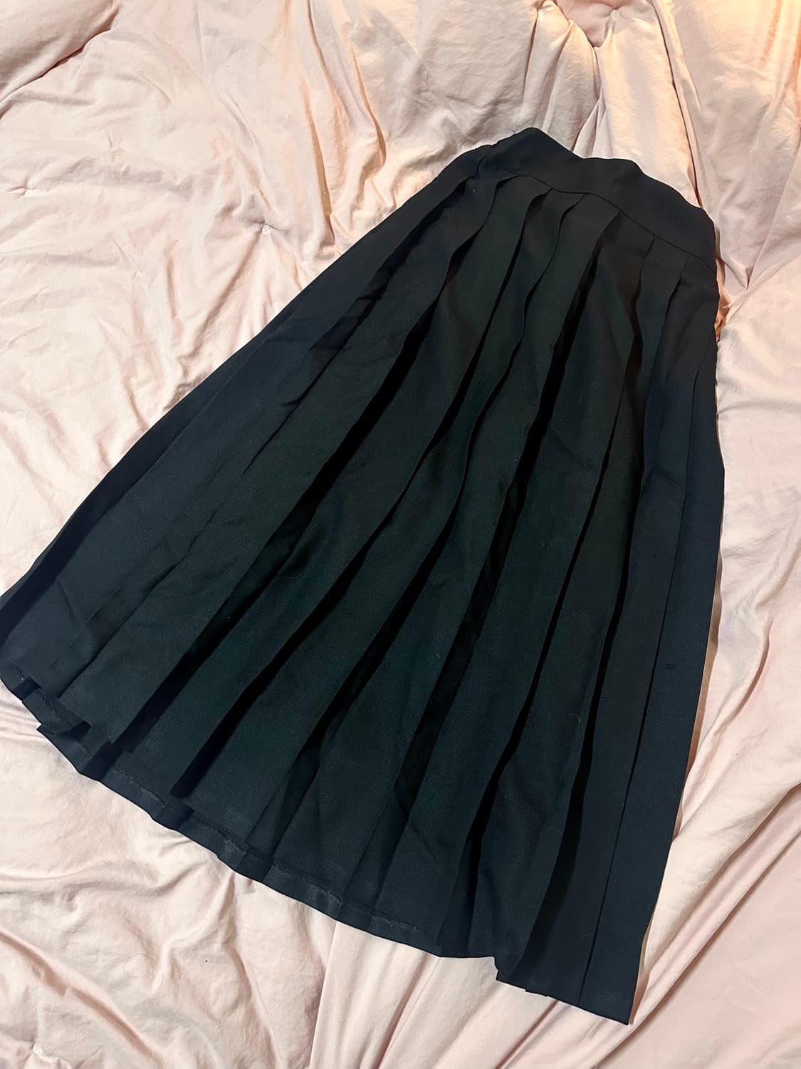 블랙 플리츠 롱 스커트 상품이미지1