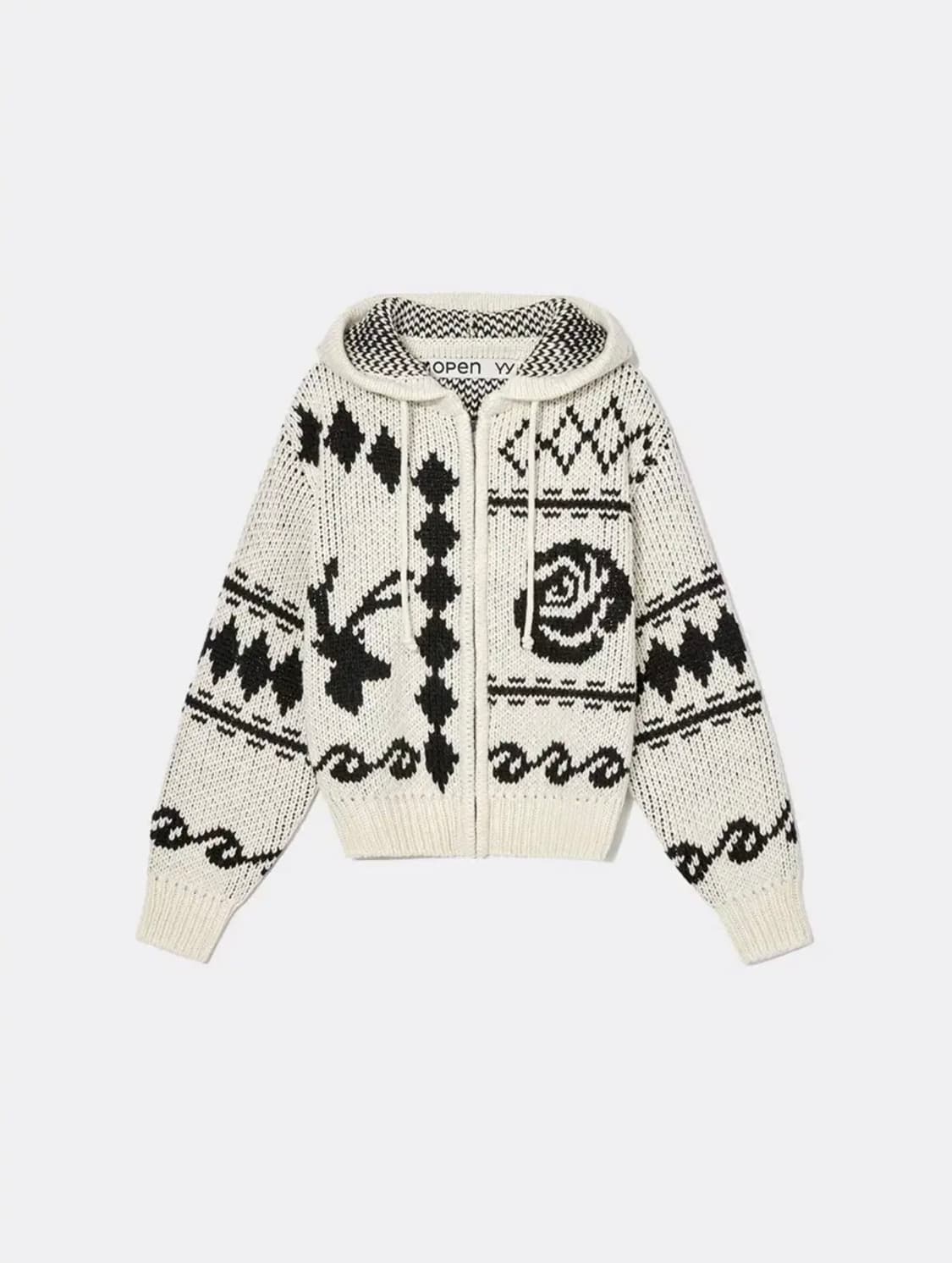 오픈와이와이 로즈 디어 자카드 니트 자켓 상품이미지2