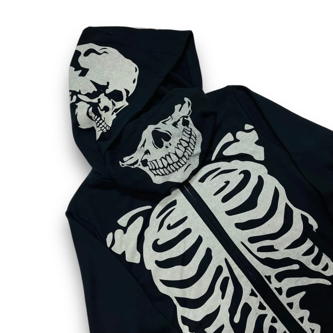 펑크 Estilo 00s 스켈레톤 아카이브 블랙 후디 집업 상품이미지3