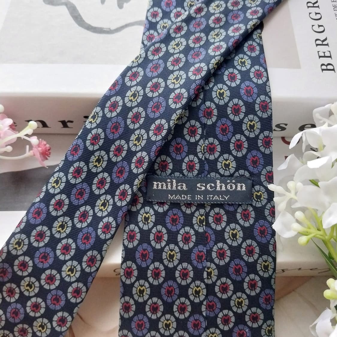 밀라숀 실크 네이비 마이크로 기하 패턴 넥타이 9cm A+등급 K1784 상품이미지6