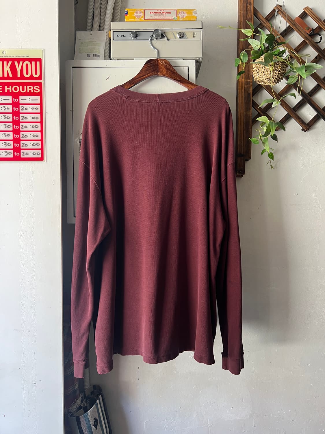 [XL]칼하트 USA 빈티지 데미지 버건디 와플 롱슬리브 티셔츠 상품이미지9