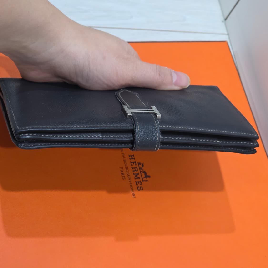 에르메스 베안 엡송  그레이 은장 장지갑 ㅁJ각인 상품이미지6