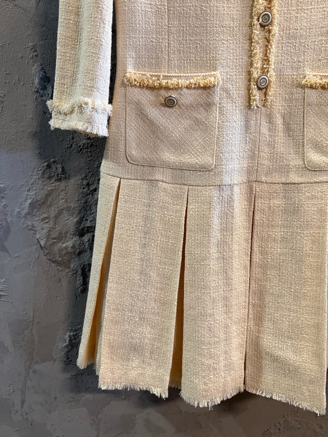 시슬리 SISLEY 트위드 프린지 원피스 아이보리 44 상품이미지2