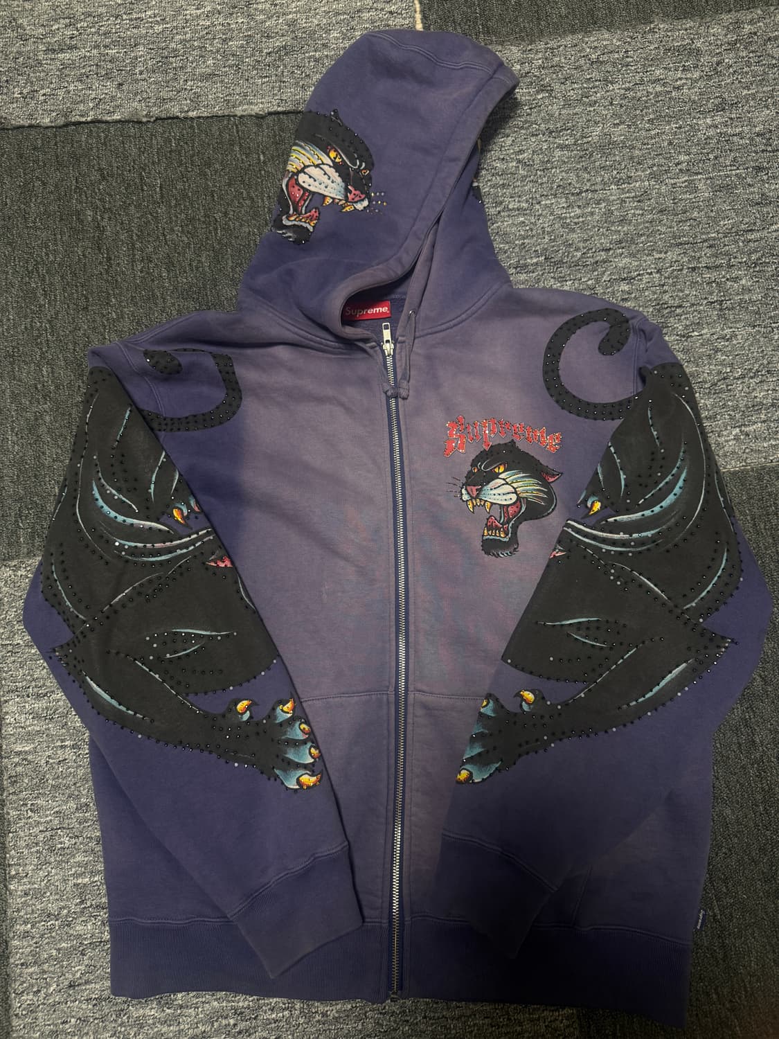 슈프림 21SS 팬서 후드집업 워시드네이비 M 상품이미지2