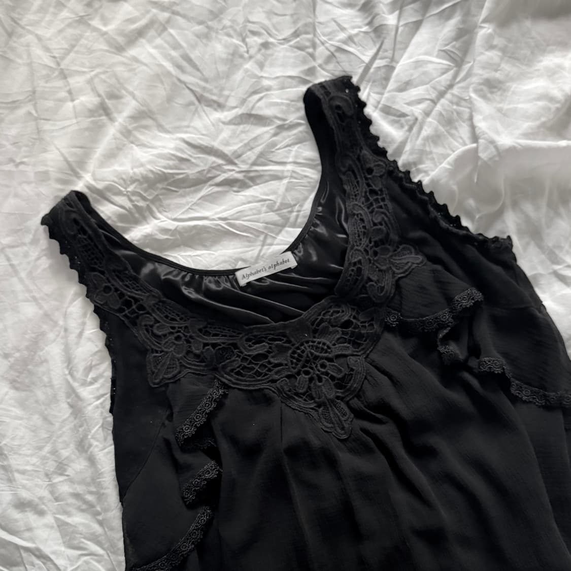 레이어드 모리 펑크 웨스턴 갸루 크로셰디테일 원피스 슬립 나시 상품이미지2