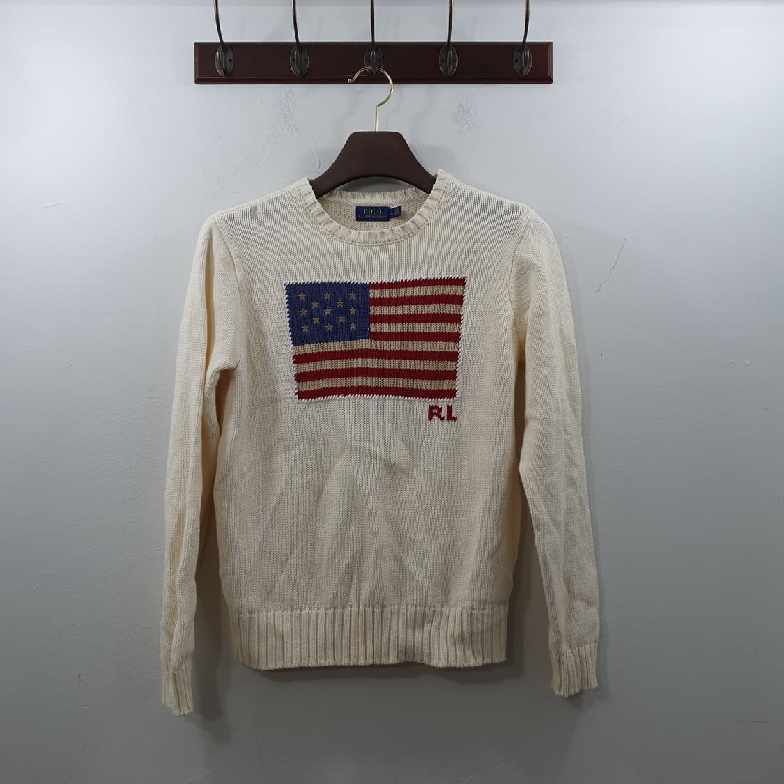 M 폴로랄프로렌 여성 아이보리 성조기 긴팔 니트 스웨터 상품이미지1