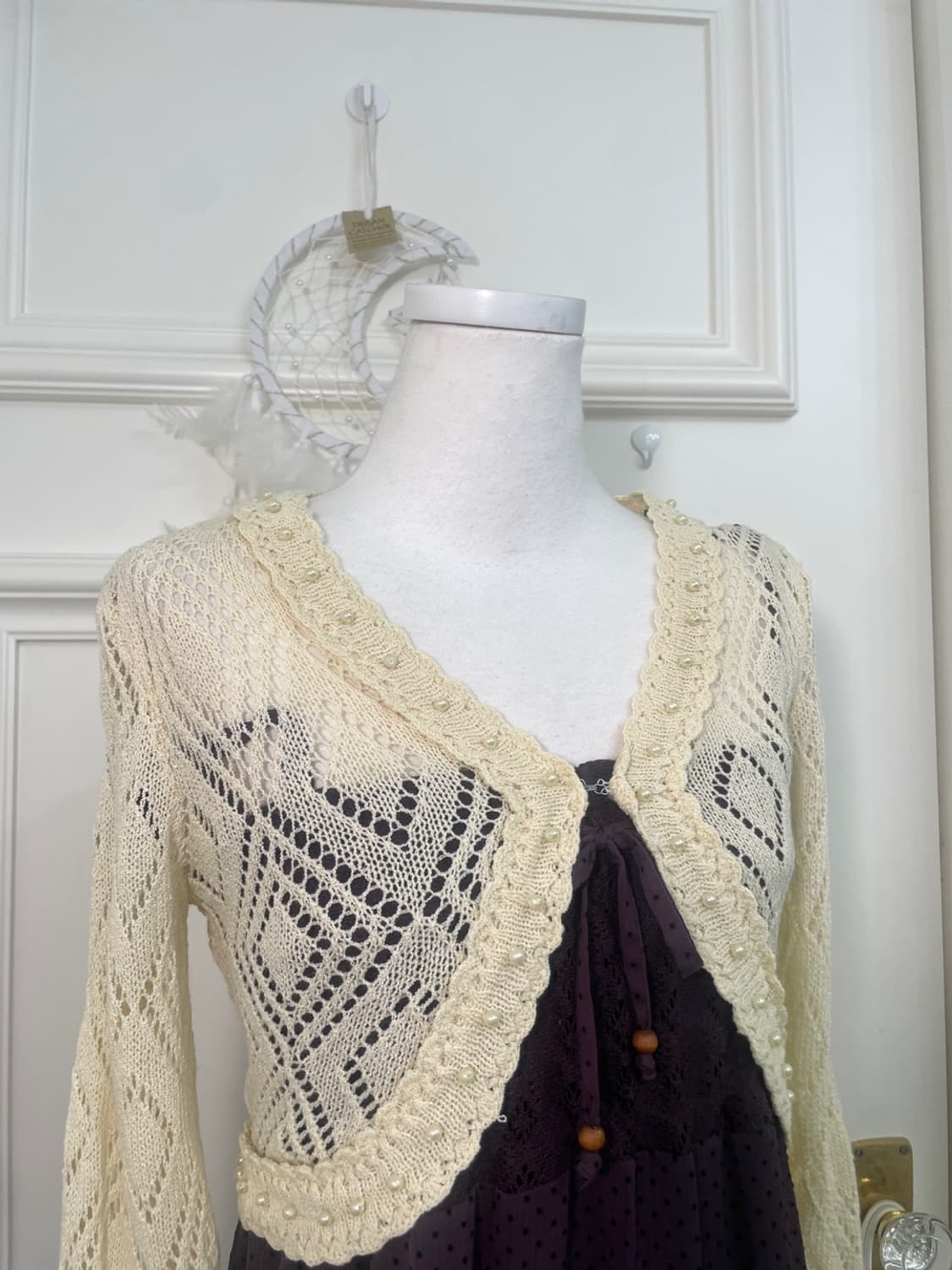 butter cream pearl point crochet bolero 상품이미지6