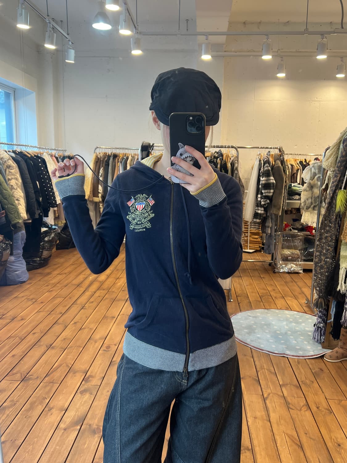 폴로 네이비 성조기 후드집업 상품이미지1