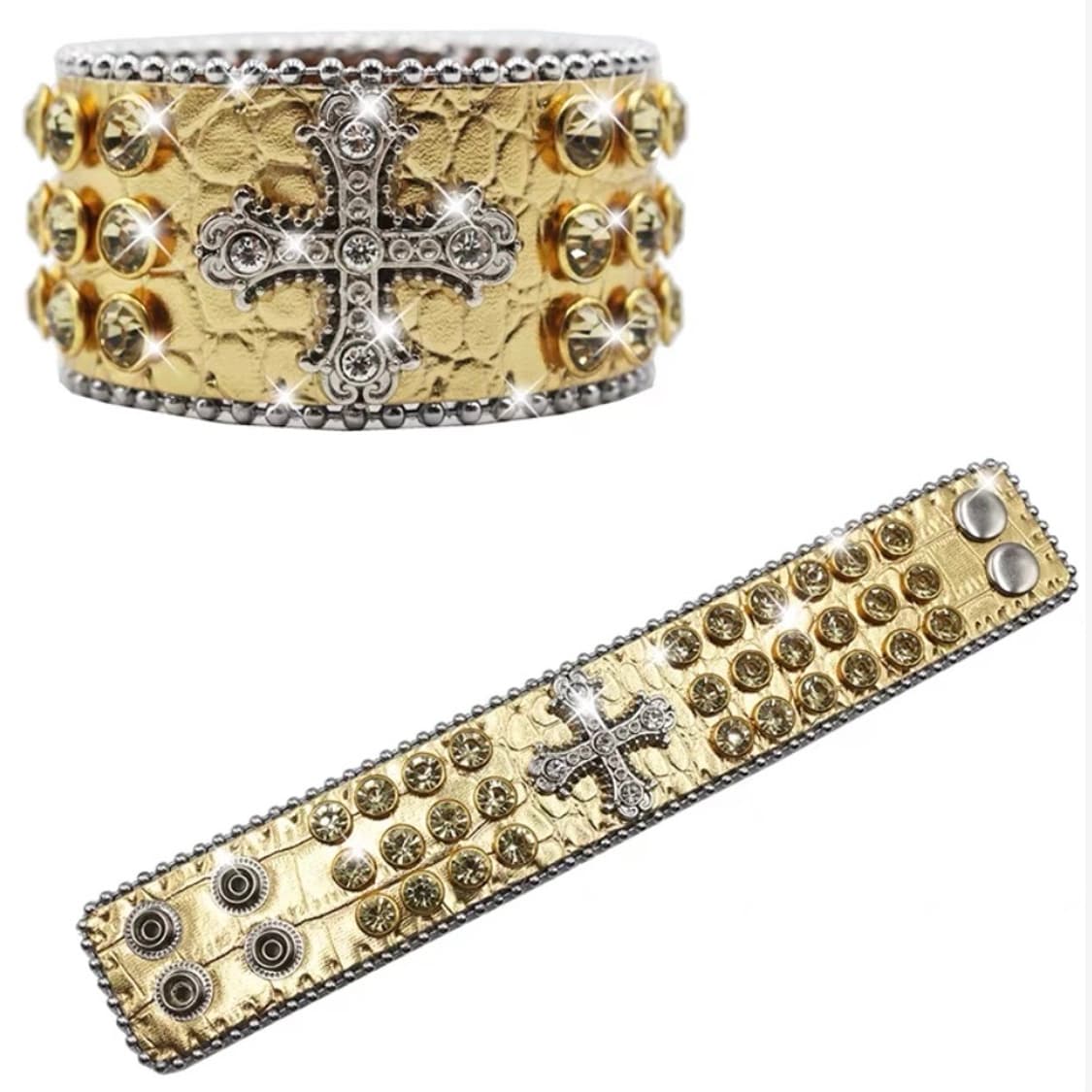 Y2k 갸루필찌 gold cross button bracelet 상품이미지1