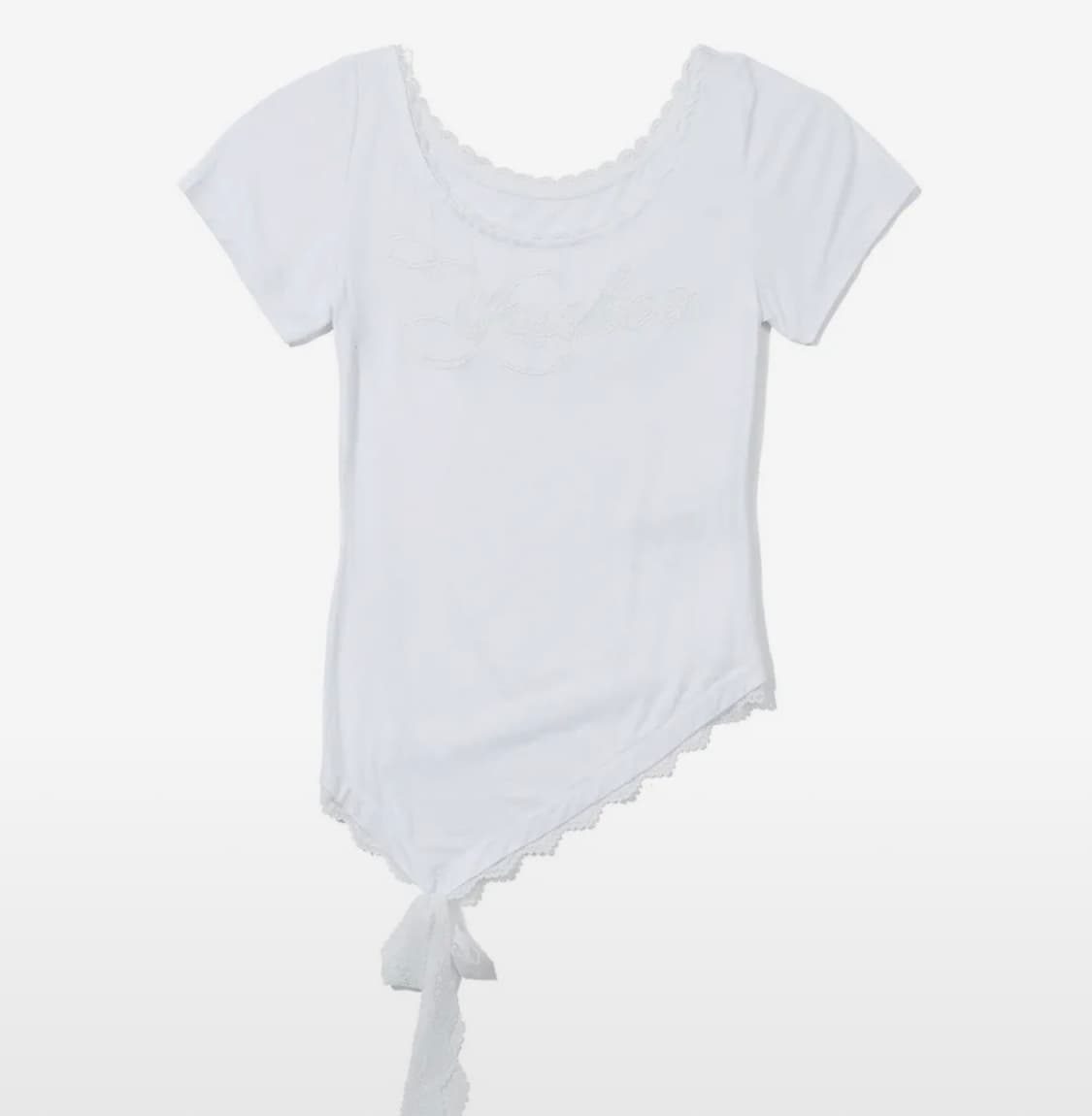 유희 YOUHEE LACE UNBALANCE T-SHIRTS_WHITE 상품이미지3