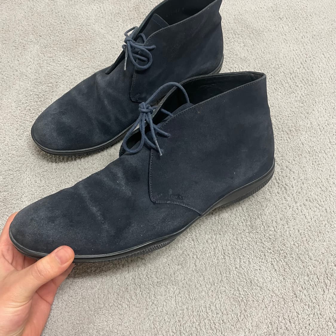 285) 프라다 스포츠 스웨이드 레더 로고 부츠 스니커즈 네이비 상품이미지2