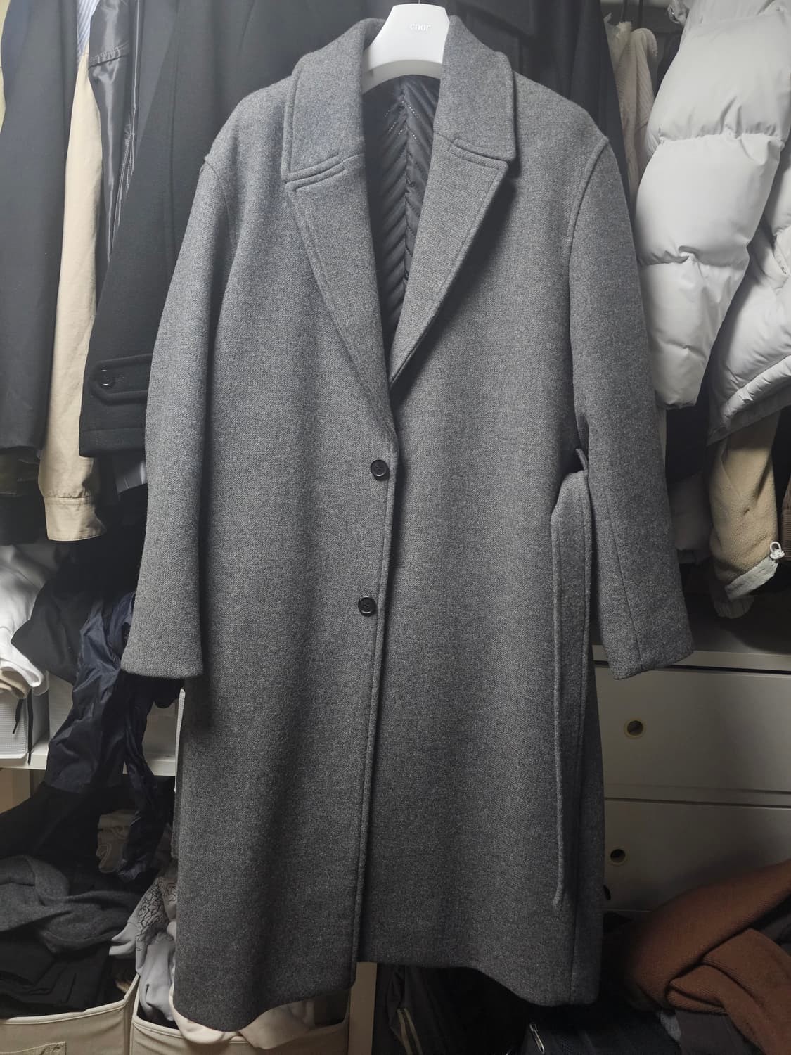 엘무드 로뎅 싱글 캐시미어 코트 (로브 겸용, 그레이) 상품이미지3