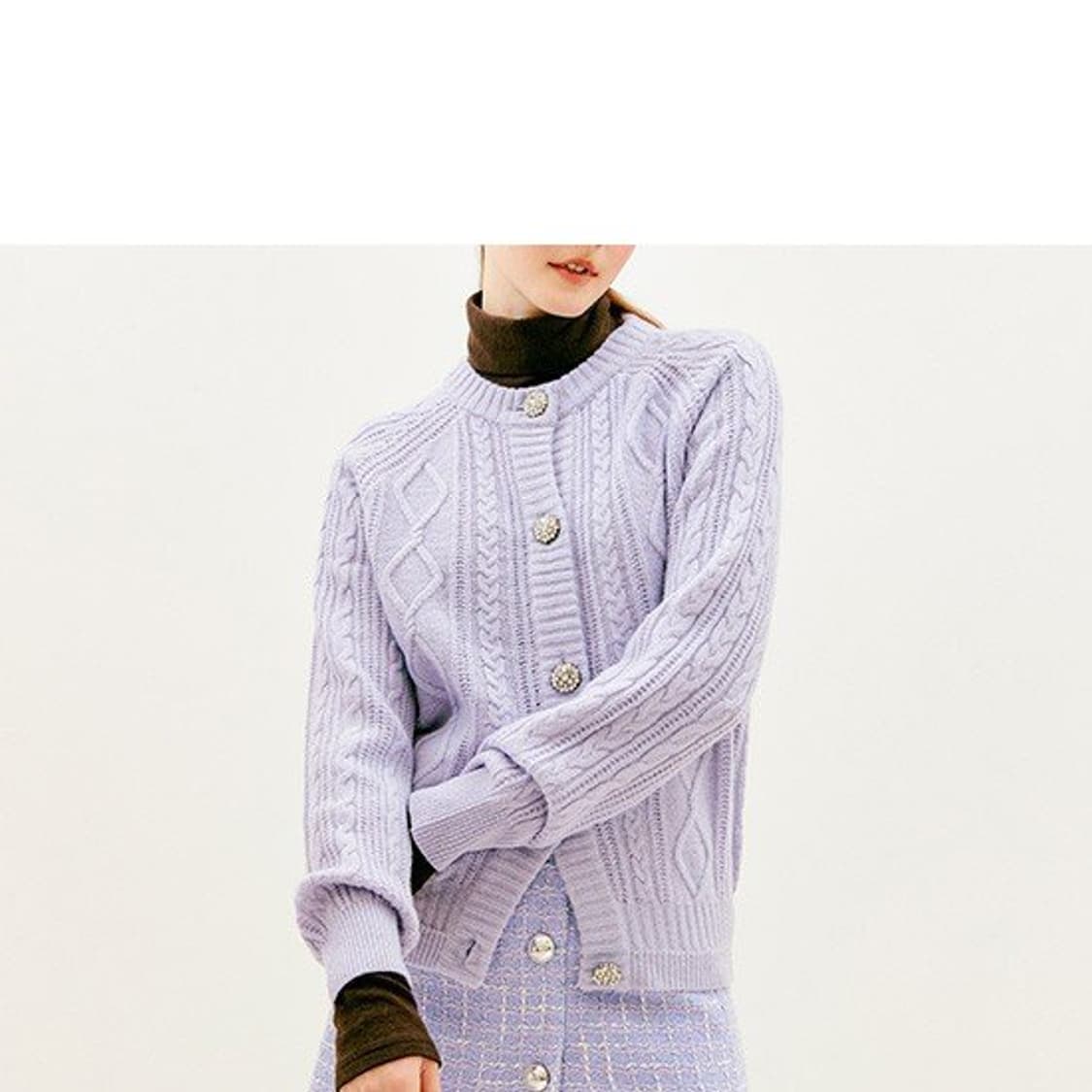 cacharel 카샤렐)빈티지 파스텔 연보라 로맨틱 울 니트 가디건 상품이미지1