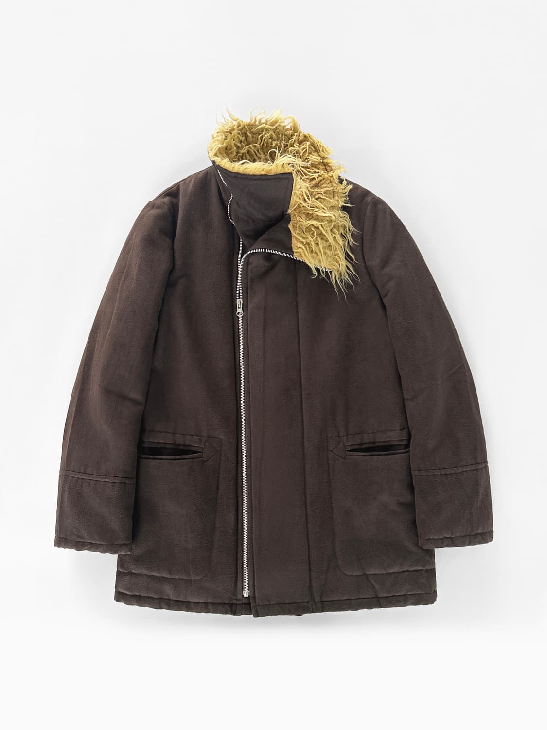 00s 스나오 쿠와하라 퍼 카라 집 업 코트 상품이미지1